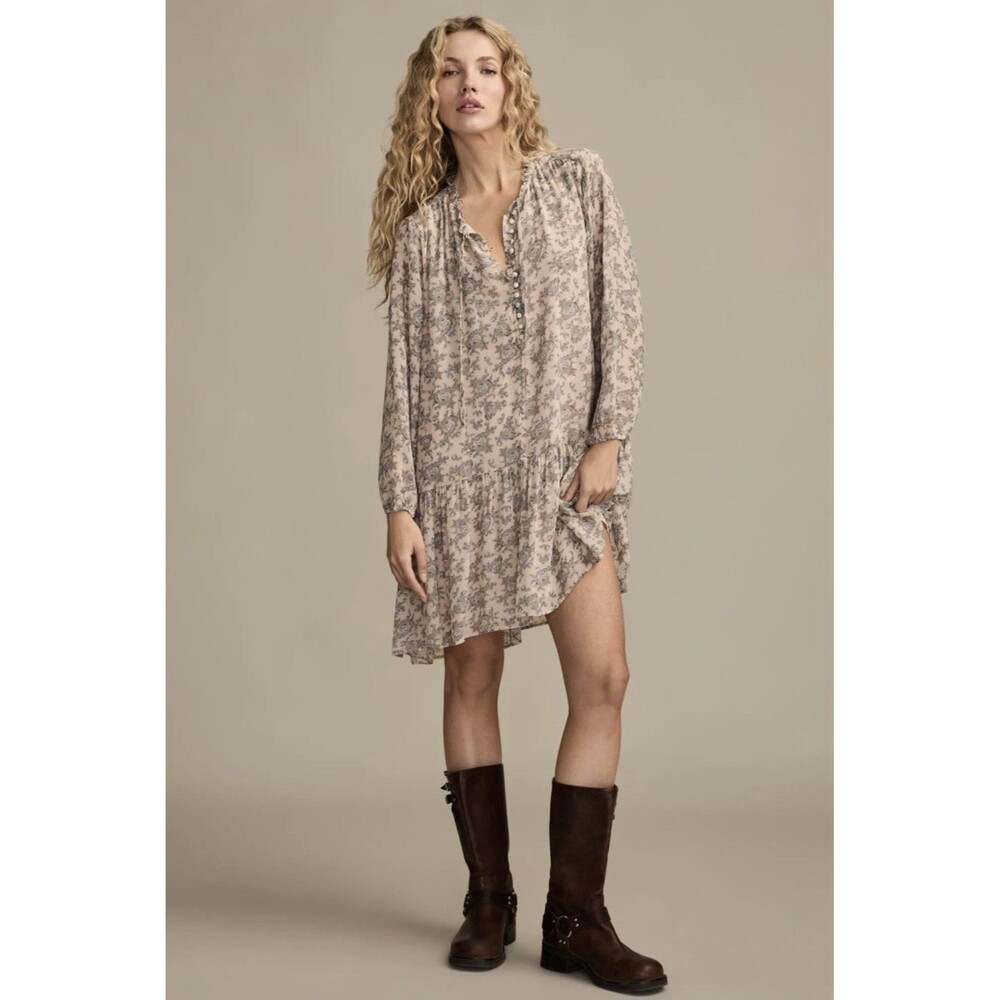Lucky Brand NWT XXL Dropped Waist Shapeless Floral Mini Dress Boho Cowgirl Rodeo